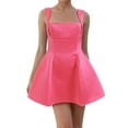 thumbnail image 2 of GEWSEY Women's Sexy Sleeveless Square Neck Adjustable Straps Bow Tie A-line Mini Party Club Dress Hot Pink, M, 2 of 7