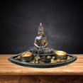 thumbnail image 4 of Buddha Statue Polyresin Thai Crafts Natural with Tray Bronze Candle Holder Tealight Sculpture for Decoration Ornaments patio and garden and home A perfecl porta vela, 4 of 8