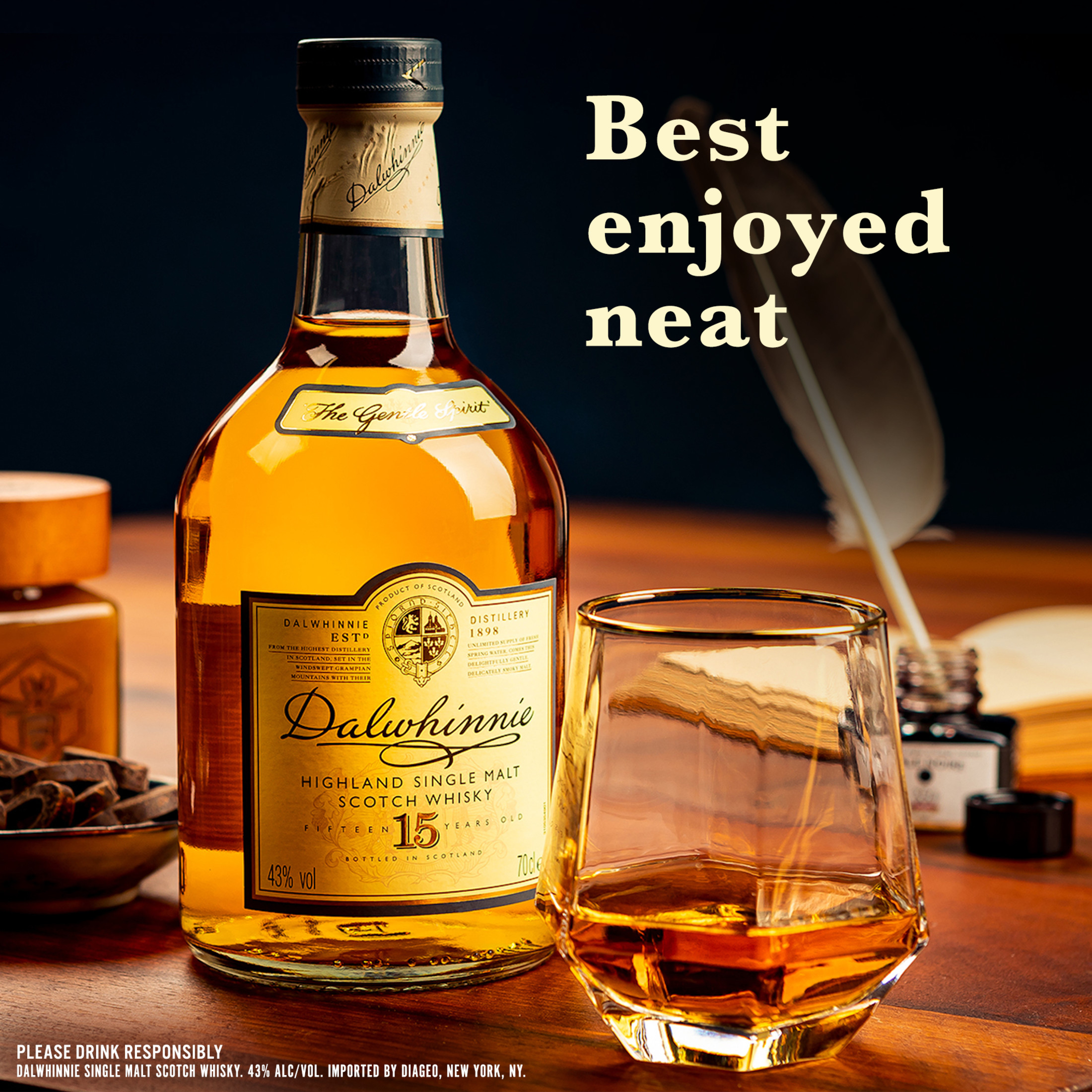 Dalwhinnie 15 Year Old Single Malt Scotch Whisky, 750 mL, 43% ABV