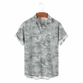thumbnail image 4 of Men's Summer Hawaiian Beach T Shirts Lapel Button Short Sleeve Shirts Men's Casual Printed Turndown Plus Size Lightweight Breathable Vacation Tee Shirt Blouses, 4 of 8