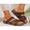 Brown, variant on Women Solid Color Beach Sandals Thick Bottom Braided Cross Casual Slippers