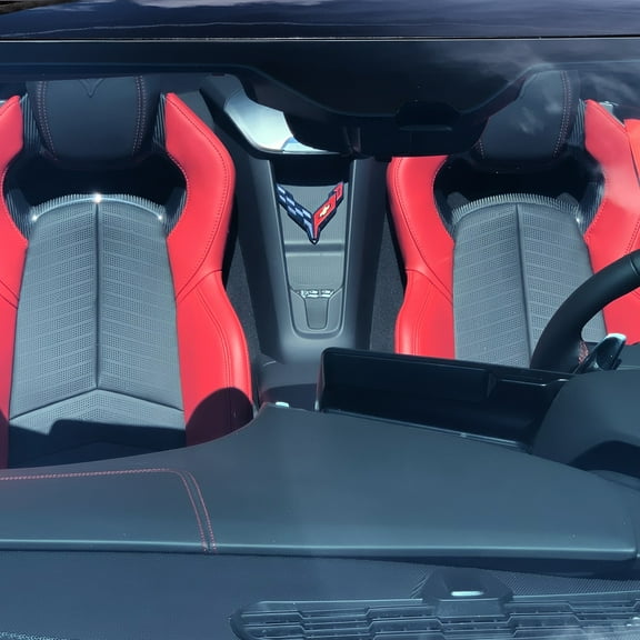 C8 Corvette Waterfall Wireless Phone Charging Bay BLACK Crossed Flag Emblem