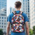thumbnail image 6 of POLERO Lightweight Bookbag for School Travel, Polyester Waterproof School Backpack, Horse Racing Pattern, 6 of 10