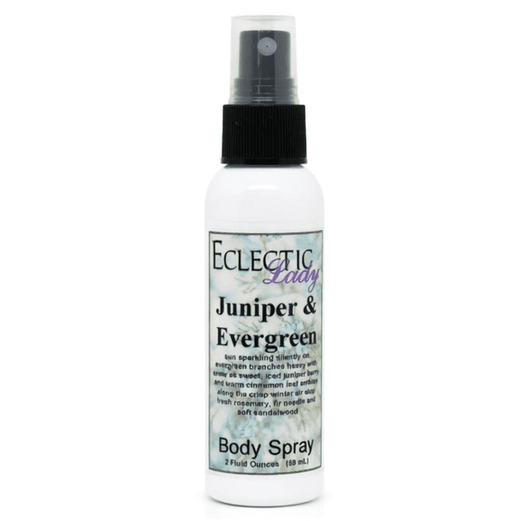Juniper and Evergreen Body Spray, Eclectic Lady, Hydrating Mist, Unisex, 4 oz