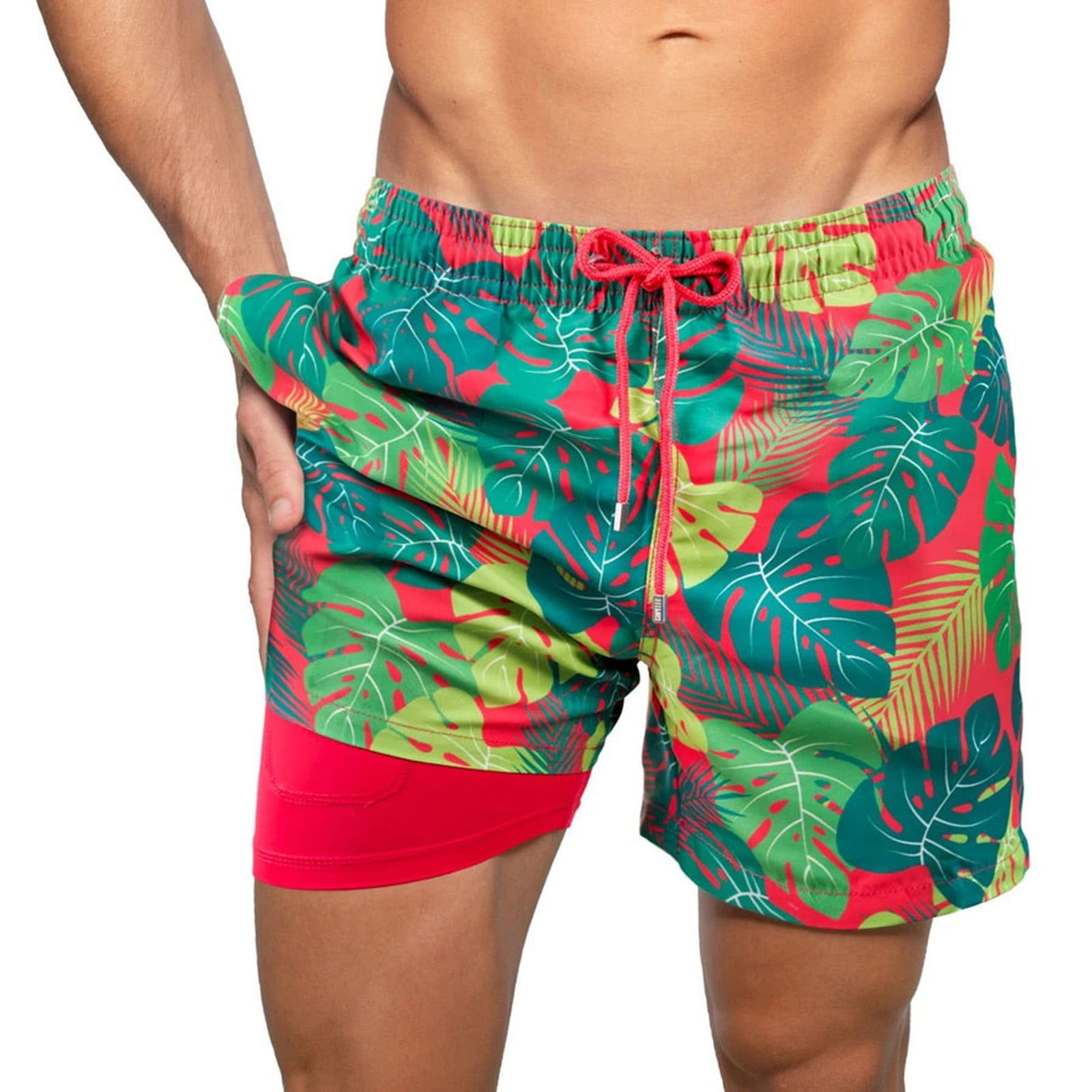 swim trunks with compression shorts