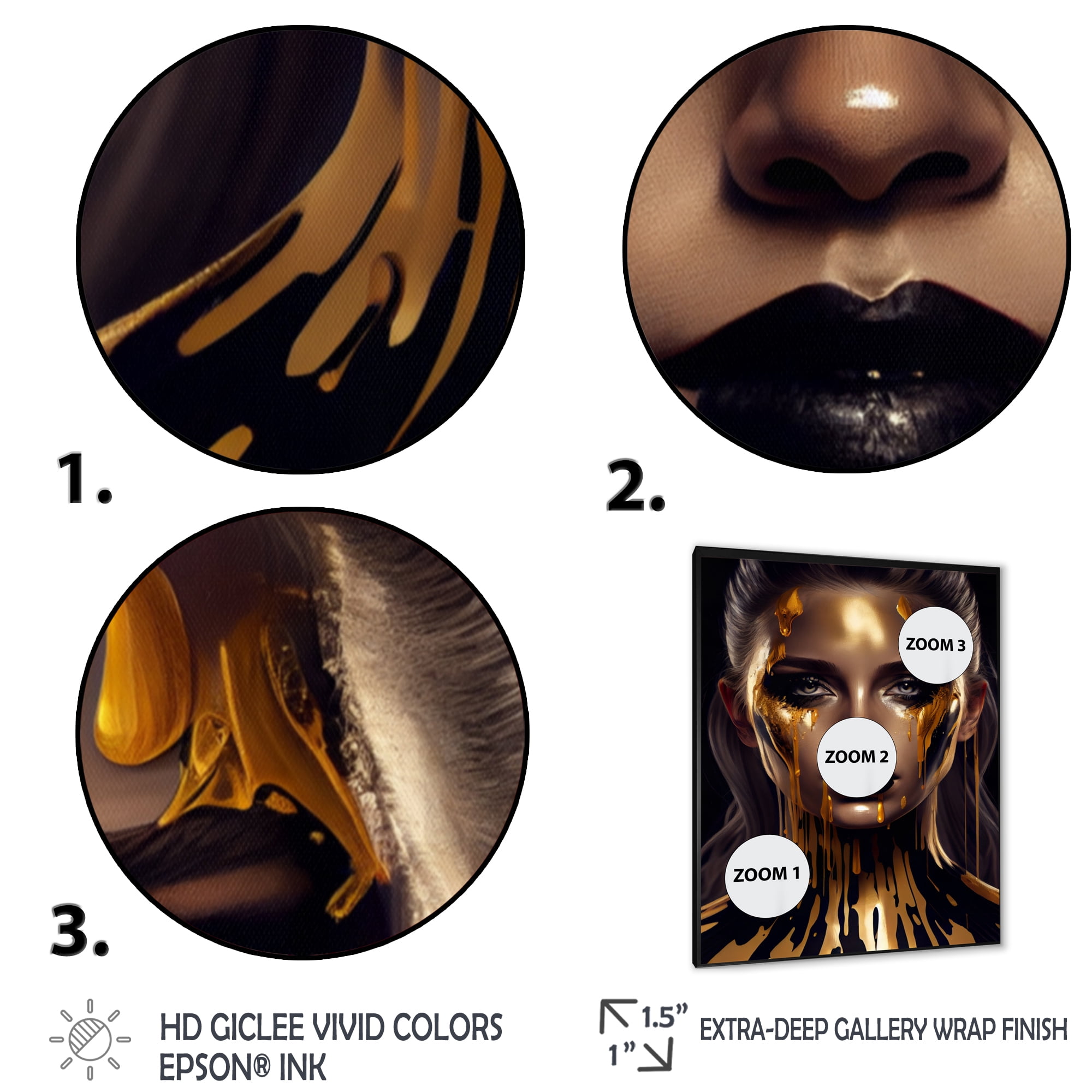 Designart Sensual Liquid Gold Woman VII Framed Wall Art