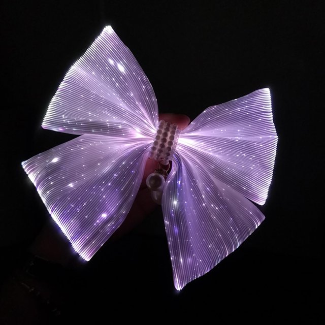 Lumisonata - Pinzas para el pelo con nudo de lazo gigante hechas a mano con iluminación LED, pasadores de cocodrilo satinados y accesorios para mujer