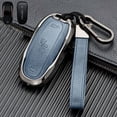 thumbnail image 1 of Car Key Fob Cover Case Protector Zinc Alloy Leather Car Remote Key Fob Case Cover Bag For Tesla Model X 2016-2019, 1 of 6