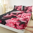 thumbnail image 3 of Manfei Spooky Halloween Skeleton Queen Sheet Sets,Gothic Theme Flat Sheet,Pink Flower Floral Queen Fitted Sheet For Boys Girls,Microfiber Bedroom Decor,4 Pieces, 3 of 7