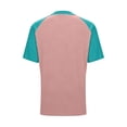 thumbnail image 5 of LangJing Womens Summer Tops 2026 Raglan Short Sleeve Shirts Color Block Dressy Casual Blouses Round Neck Fashion Tunics Trendy T Shirts Sky Blue,XXL, 5 of 8