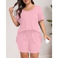thumbnail image 4 of Daystry Womens Plus Size Pajama Sets 2 Piece Summer Short Sleeve Tops Shorts with Pockets for Lounge Sleepwear L-4XL, 4 of 9