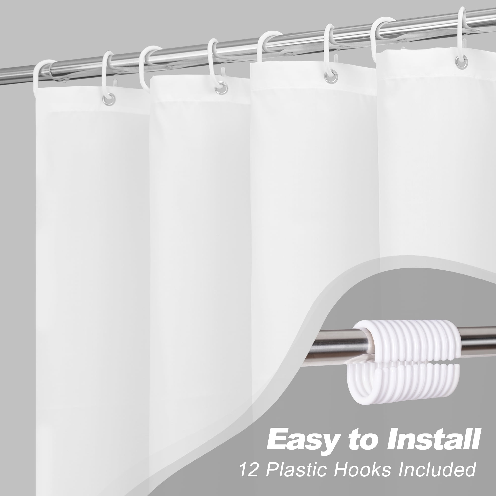 Inosoo Gray Ombre Fabric Shower Curtain, 72 x 78 Inch Long Thick Gray Gradual Cloth Shower curtains for Bathroom, Water Repellent