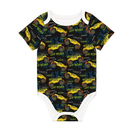 

Matuu Monster Truck1 for Baby Short-Sleeve Bodysuit Soft Cotton Comfortable and Breathable Perfect for Newborns and Infants