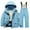 Sky Blue, variant on Ruyang Boys Girls Winter Snowsuit Fleece Lined Snow Suit 2 Piece Outfits Padded Warm Zip Puffer Ski Jacket Overalls Set