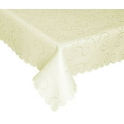 EcoSol Designs Microfiber Damask Tablecloth, Wrinkle-Free & Stain Resistant (60x84, Ivory) Swirls
