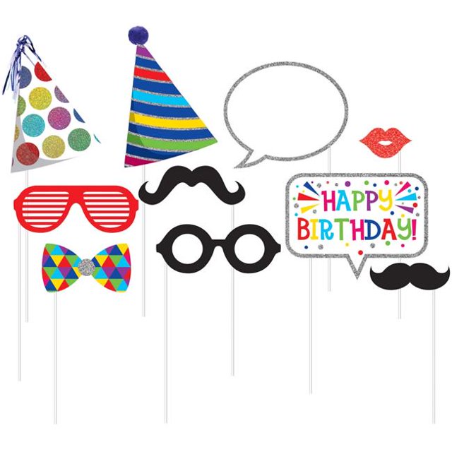 Photo Booth Props for Birthday - 10 per Pack