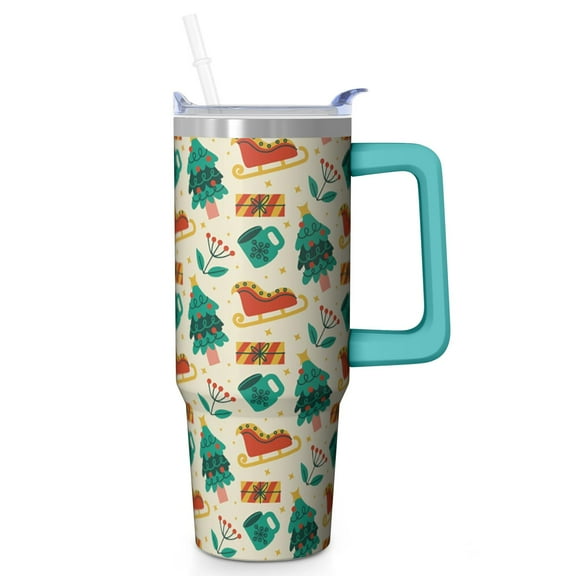 Xmas Snowman Holiday 30oz Coffee Cup with Handle, Stainless Steel Insulated Tumbler with Straw, Winter Gift Travel Mug for Men Women
