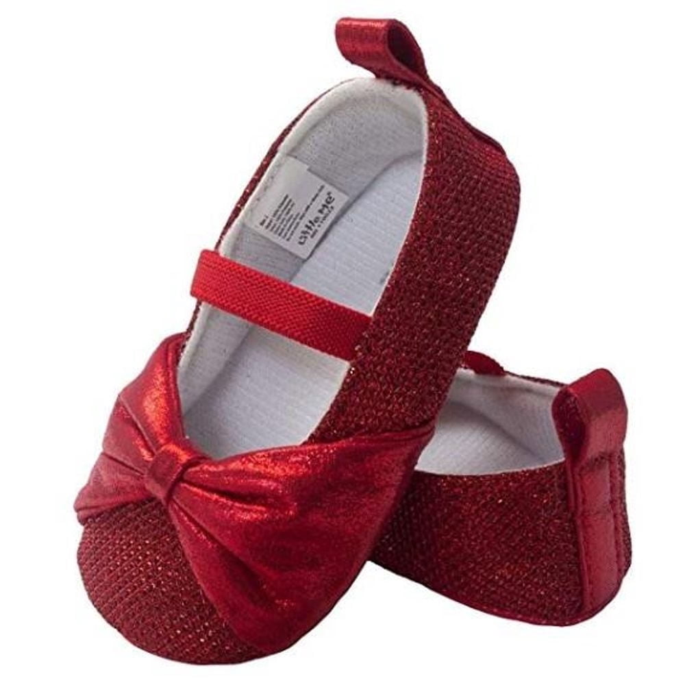 red sparkly ballet flats