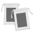 thumbnail image 1 of Hearts Fabric Pouch Set of 2, Bicycles and Heart and Romantic Scene Valentine's Day Theme, Small Drawstring Bag for Toiletries Masks and Favors, 9" x 6", Dark Grey and White, by Ambesonne, 1 of 2