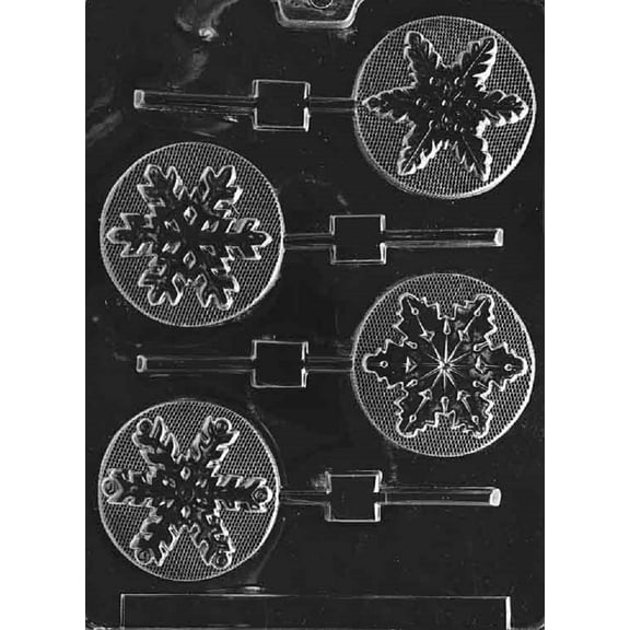 Grandmama's Goodies C151 Assorted Snowflake Lollipop Christmas Chocolate Candy Soap Mold with Exclusive Molding InstructionsChristmas