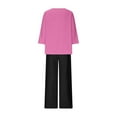 thumbnail image 5 of Enjoytime Lounge Sets for Women Solid Color V-Neck Long Sleeve Tops Wide Leg Pants Loungewear 2025 Travel Vacation 2 Piece Outfits Hot Pink M, 5 of 5