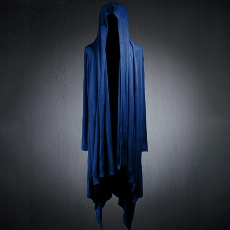 Men Gothic Stylish Long Coat Outwear Asymmetric Hooded Cloak
