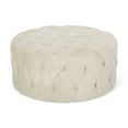 thumbnail image 4 of Noble House Vincent Modern Glam Round Tufted Velvet Ottoman, Beige, 4 of 7