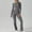 Gray, variant on Women's Long Sleeve Flared Jumpsuit Stretchy One Piece Backless Bodycon Playsuit Sexy Full Length Legging Rompers