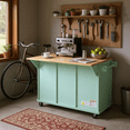 thumbnail image 3 of Homy Casa Rolling Garage Storage Cabinet with Drop-Leaf Worktop, Adjustable Shelves, Green, 3 of 8