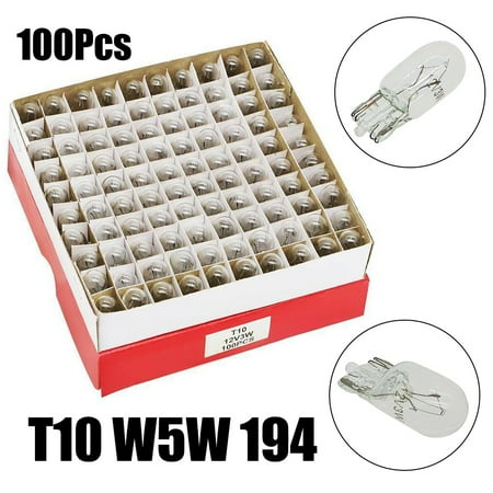 

100Pcs 194 T10 Clear Wedge Incandescent Instrument Panel Light Bulbs 5W