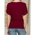 thumbnail image 3 of Women's Casual Short Sleeve Dolman Top Boat Neck T Shirts, 3 of 4