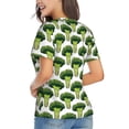 thumbnail image 3 of Vsdgher Cute Broccoli Women Shirts V Neck Short Sleeve Tops T-Shirt Basic Tees, S to 3XLSmall, 3 of 5