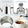 thumbnail image 3 of Easyworkz Stainless Steel Double Wall 34 oz Teapot with Removable Tea Infuser, Perfect for Brewing Your Favorite Tea, Chrome, 3 of 9