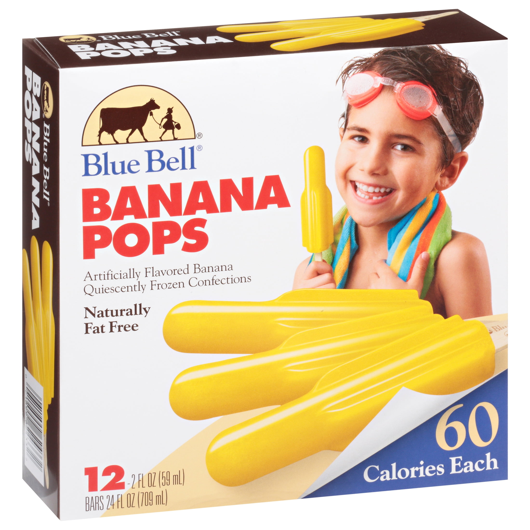 Blue Bell Fat Free Banana Pops, 2.0 fl oz, 12 Count