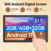 rayapodo 21.5 inch commercial android tablet, touchscreen monitor with rockchip rk3568 and android 11, universal wall mount, white