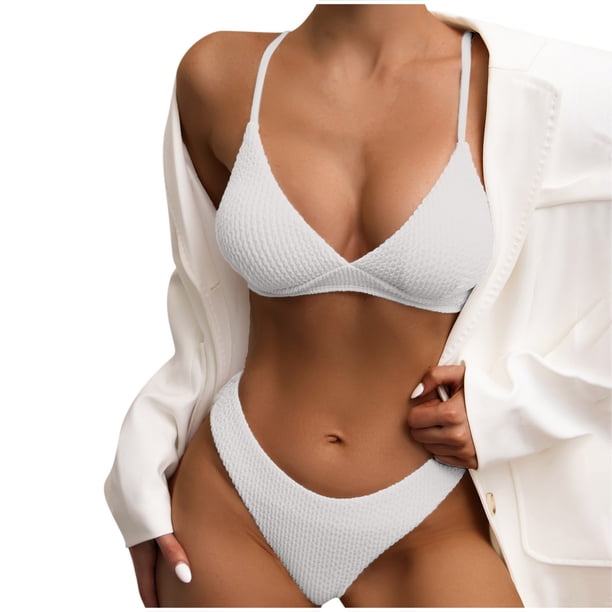 Bikini sexy de color sólido con cintura dividida para mujer a la moda Fridja nalpqowj20425