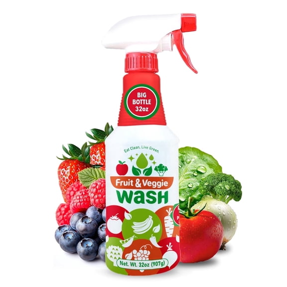 Dr. Robaina Fruit & Veggie Wash, Plant-Based Produce Cleaner Spray, Removes Wax & Residue, 32 fl oz