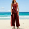 thumbnail image 3 of ABATAB Womens Summer Jumpsuits V Neck Sleeveless Dressy Rompers Casual One Piece Wide Leg Loose Work Trendy Outfits, 3 of 7