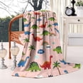 thumbnail image 2 of Pink Dinosaur and Rainbow Pattern Blanket,Comfortable Soft Lamb Wool Throw Blanket,All Season,Warm Lightweight Blankets for Sofa Bed Couch Living Room Chair,40"x50", 2 of 4