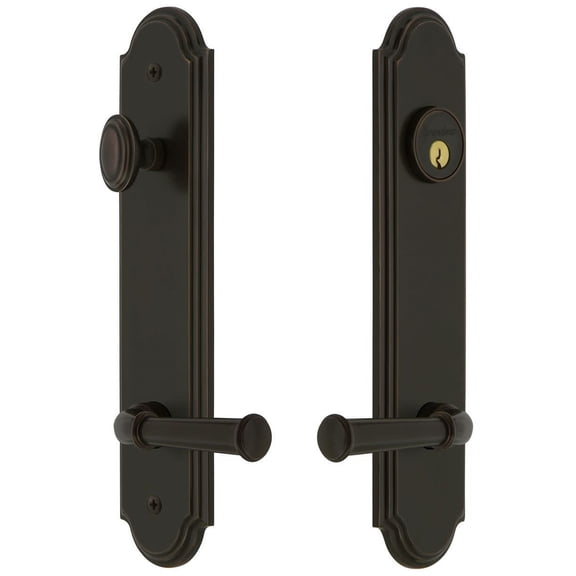Grandeur 841118 Arc Solid Brass Tall Plate Single Cylinder Keyed Entry Set - Bronze