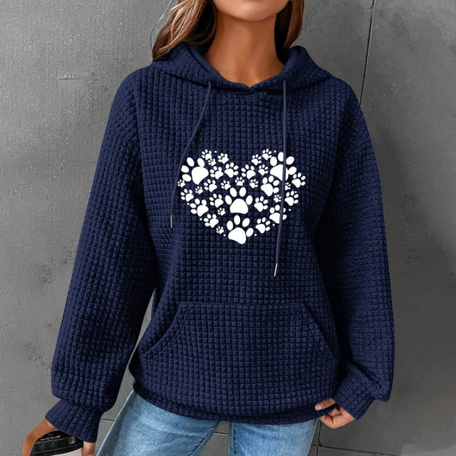 DPTALR Women Print Round-Neck Long Sleeve Loosen Single Sweatshirt Tops Pullover Blouse
