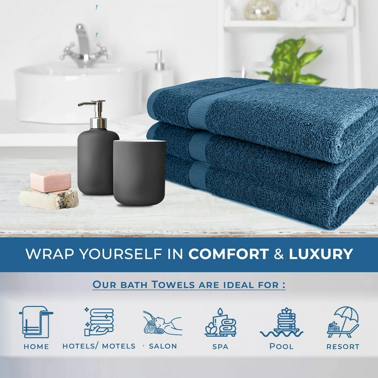 DAN RIVER 6 Pack Cotton Bath Towel Set Highly Absorbent 24x48 in 450 GSM Blue Opal Walmart