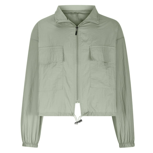 LOVZFMLL Jackets for Women's Solid Color Thin Drawstring Waistband Top Workwear Short Jacket