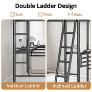 Triple Metal Bunk Bed,L-Shaped Metal Triple Bunk Bed with Desk and Shelf , Twin Over Twin Bunk Bed with Twin Loft Bed Attached , 3 Bed Bunk Beds for Small Space