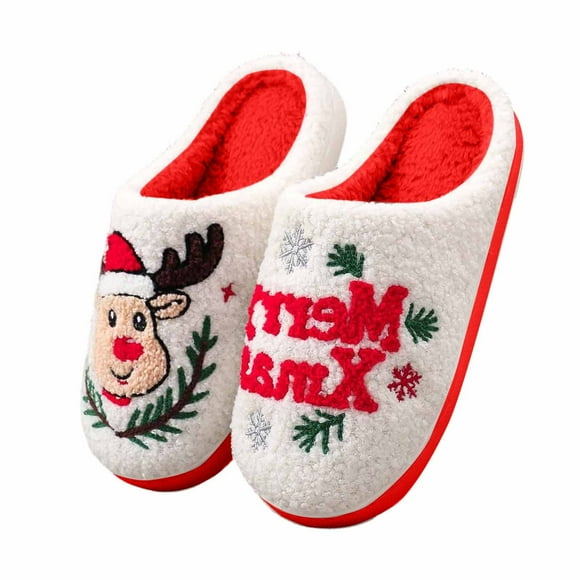 Zhanying Purple Slippers Women, Cozy Winter Reindeer Design Indoor Slippers for Women Soft Warm Furry Comfort On Footwear Ideal Holiday Season