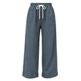 thumbnail image 4 of Zpanxa Wide Leg Sweatpants Women Elastic Drawstring Waist Loose Fit Solid Color Casual Lounge Athletic Trousers, 4 of 5