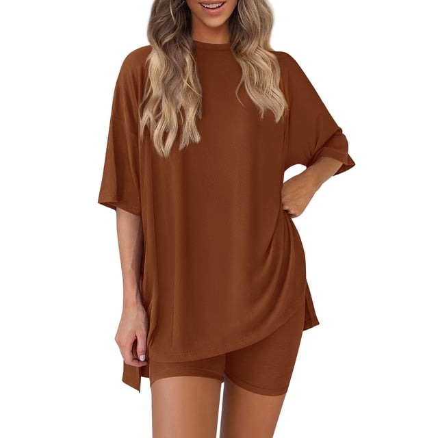 Conjunto de salón Outfit PRETTYGARDEN 2025 Summer Brown XL para mujer