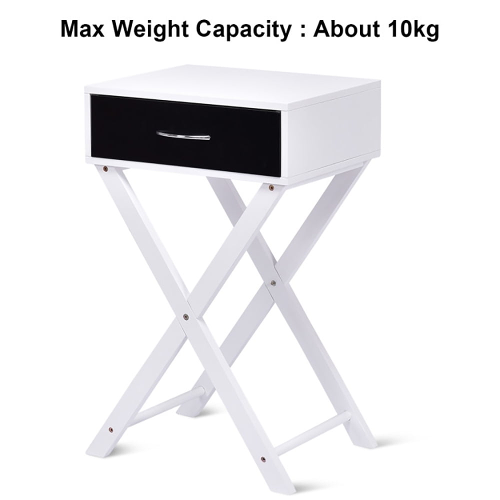 Finihen X-Shape End Table, Modern X-Shape Accent Side End Table, Sofa Side Table, Bed Side Table, for Living Room, Bedroom, Black