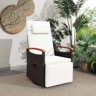 Costway Patio Folding Chair Lounger Recliner Chair Rattan Aluminum