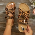 thumbnail image 2 of Wovix Slippers For Women Wedges Sandals Leopard Open Toe Cross Strap Durable Trendy Retro Shoes Daily Wear, 2 of 9